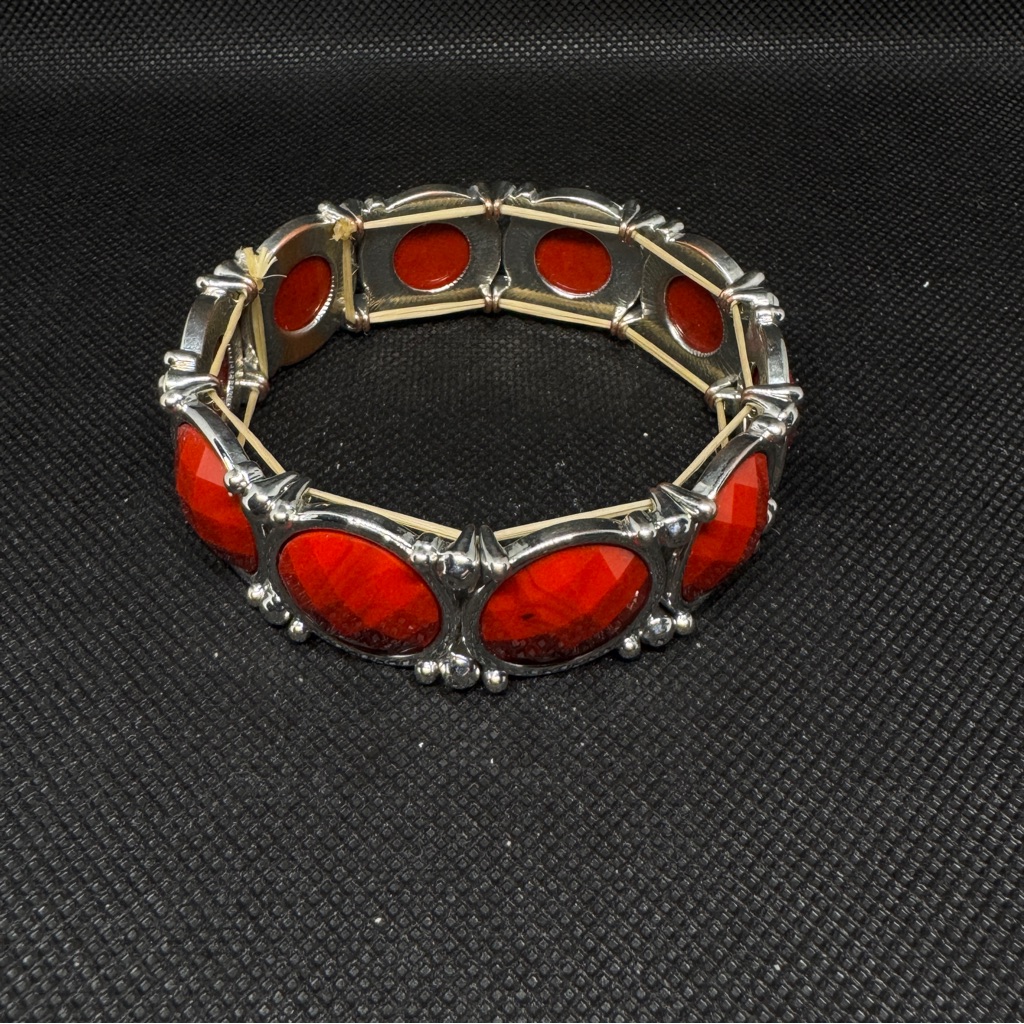 Othr Red And Silver Statement Bracelet